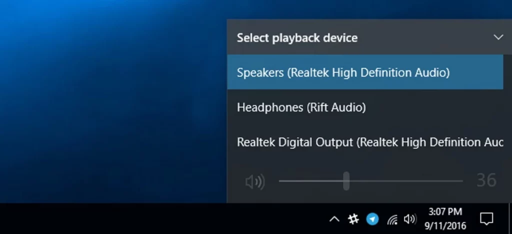Configuration of Windows 10 sound