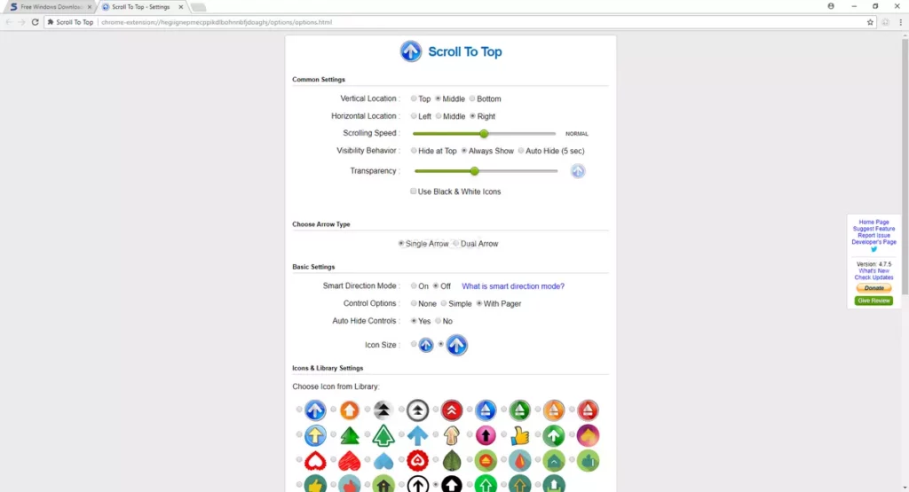 How does the Scroll to Top Chrome button works