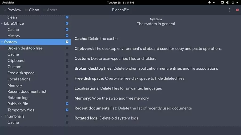Erase BleachBit programs to erase garbage content
