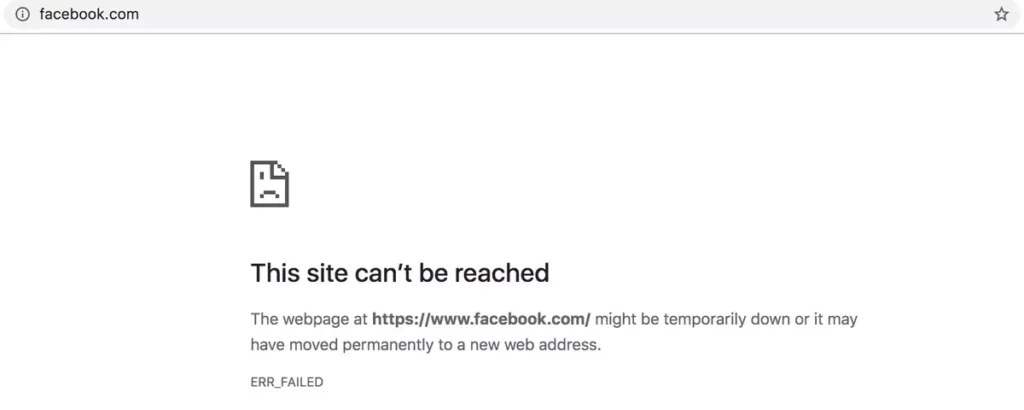 How does the This site can't be reached error looks