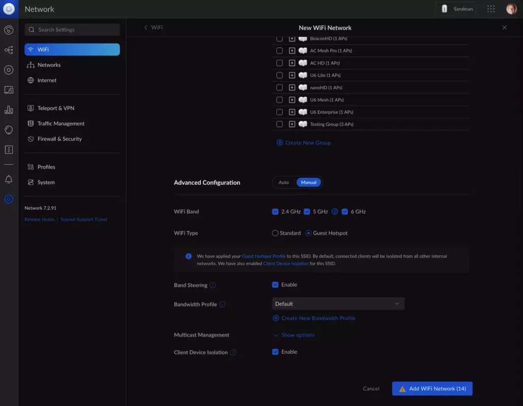Select channels manually in your WiFi connection