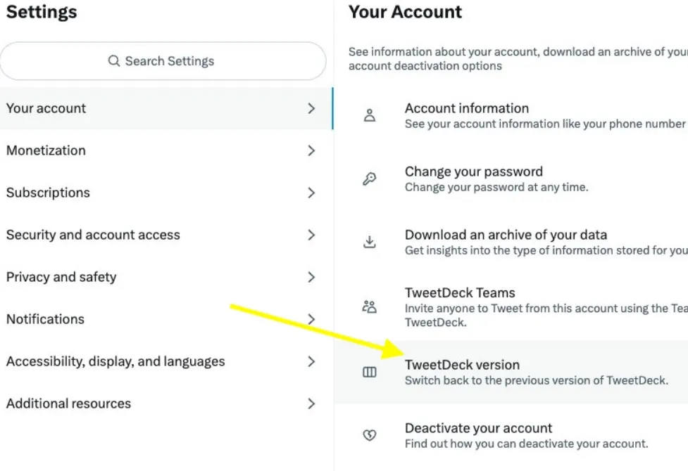 classic tweetdeck setting