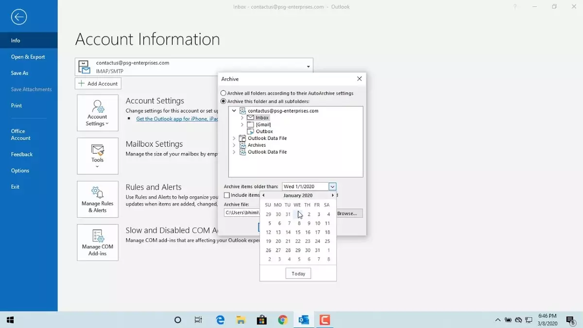 Archive or delete emails in Outlook