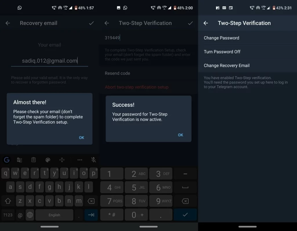 Protect your Telegram account with two-step verification