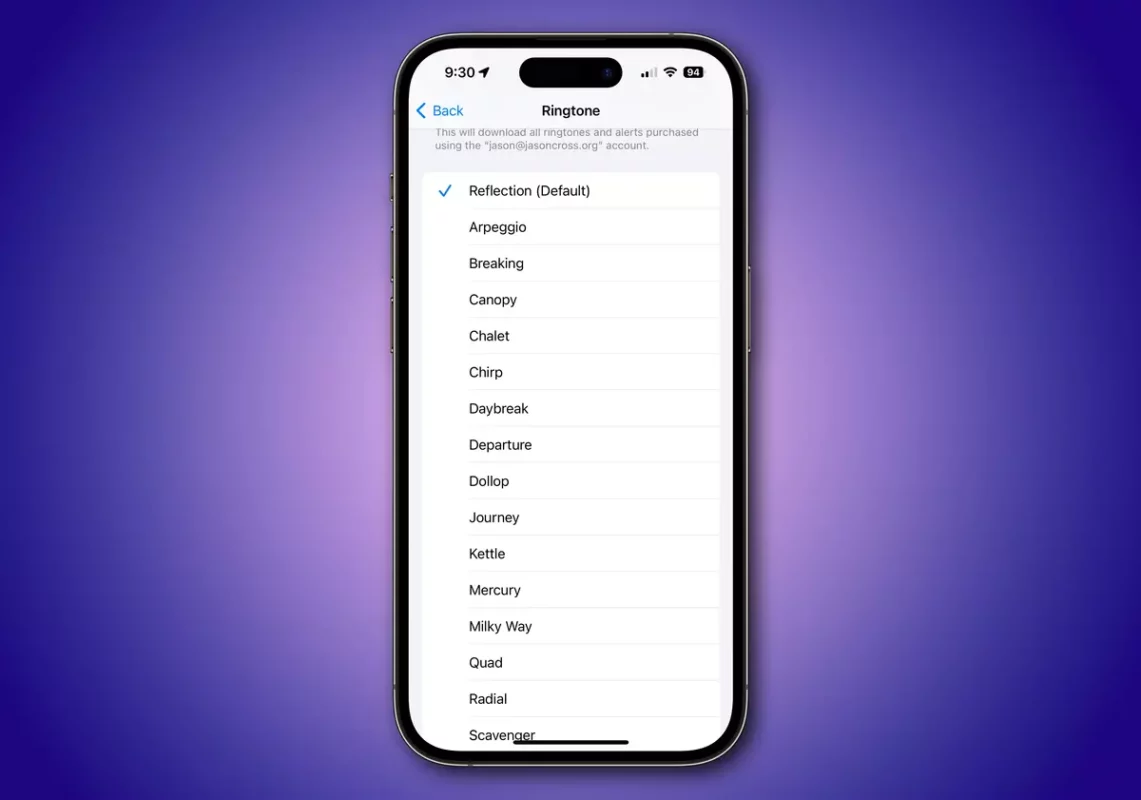 Scroll down the ringtone list to find classic melodies