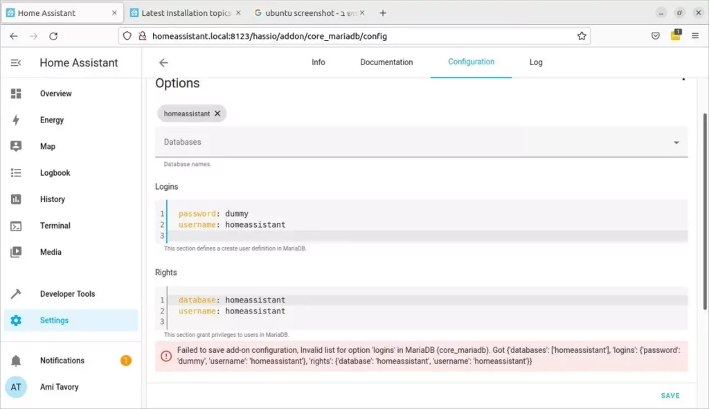 How to use MariaDB on Home Assistant OS