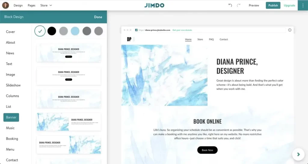 Create your own webpage for free using Jimdo