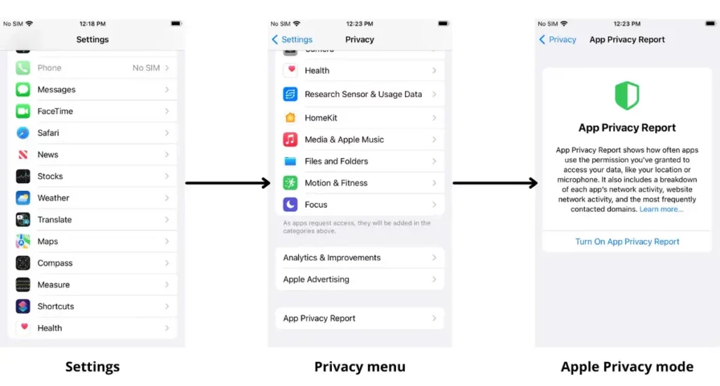 iPhone app permissions settings