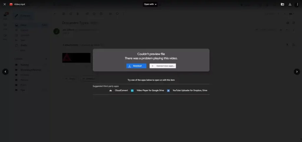 The preview of attached files in Gmail