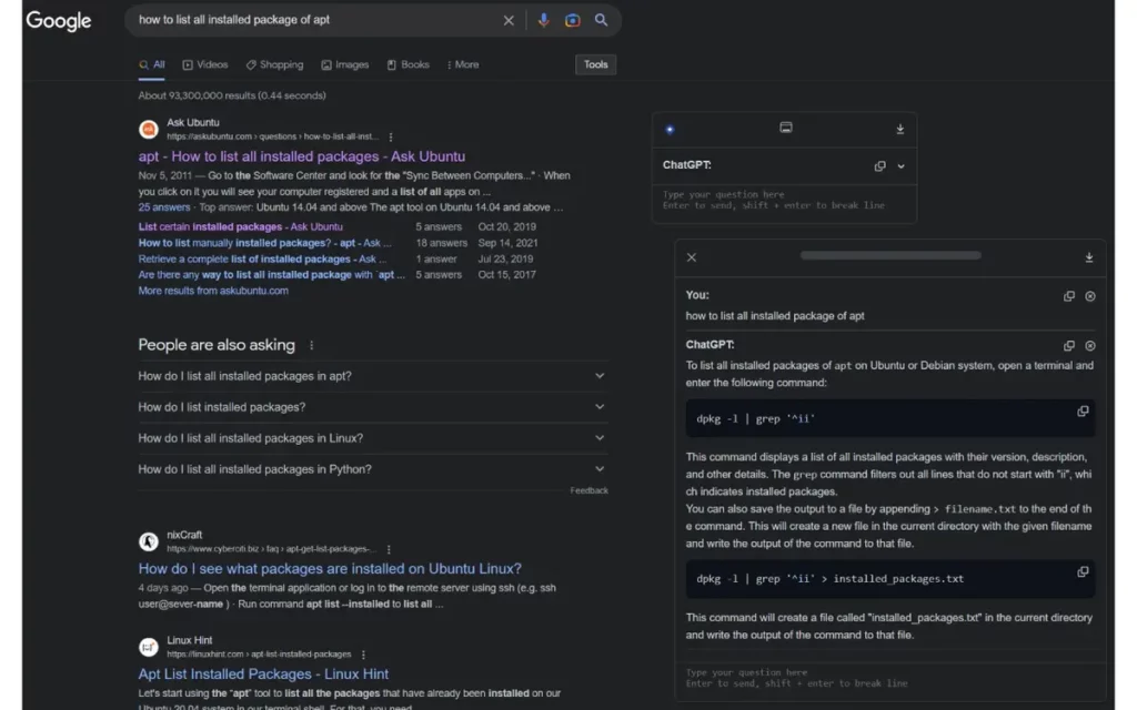 ChatGPT search engine in Firefox