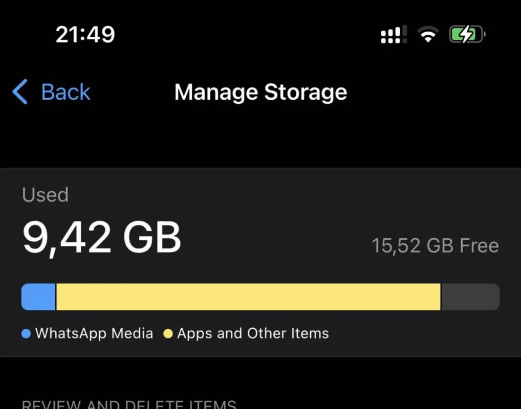 WhatsApp storage features