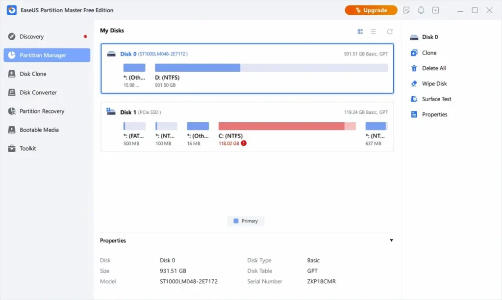 EaseUS Partition solution