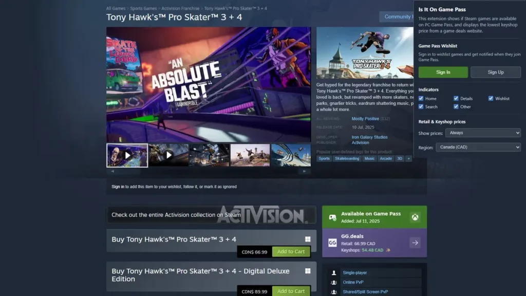 Is It On Game Pass extension for your game catalog.