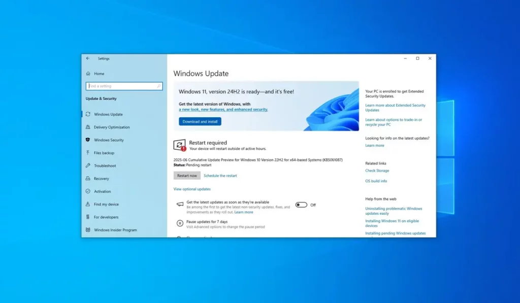 One year of Extended Security Updates for Windows 10 technical support