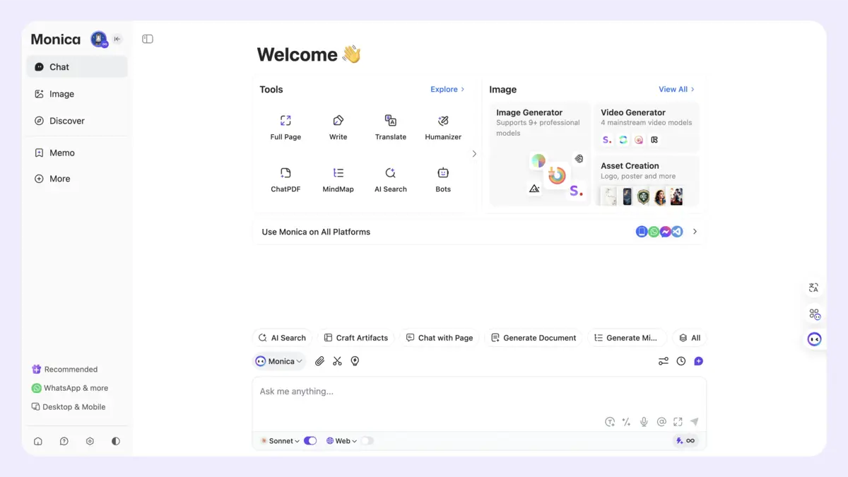 Monica AI can help you through Artificial Intelligence