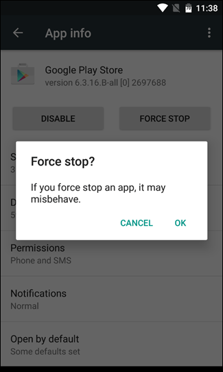 Play Store forzar cerrar