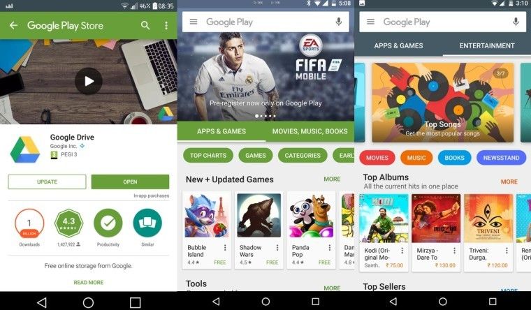 Google Play Store interfaz