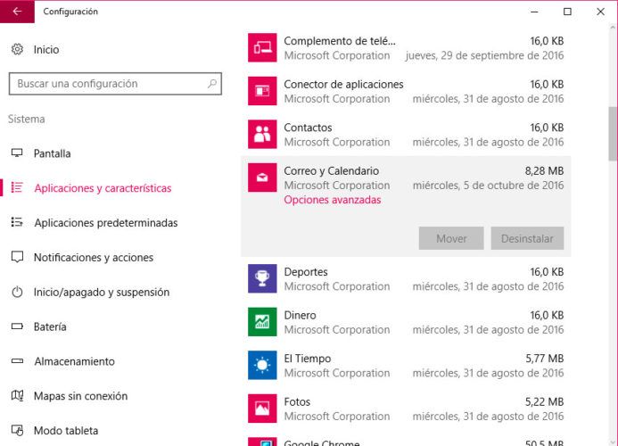 Windows 10 aplicaciones preinstaladas