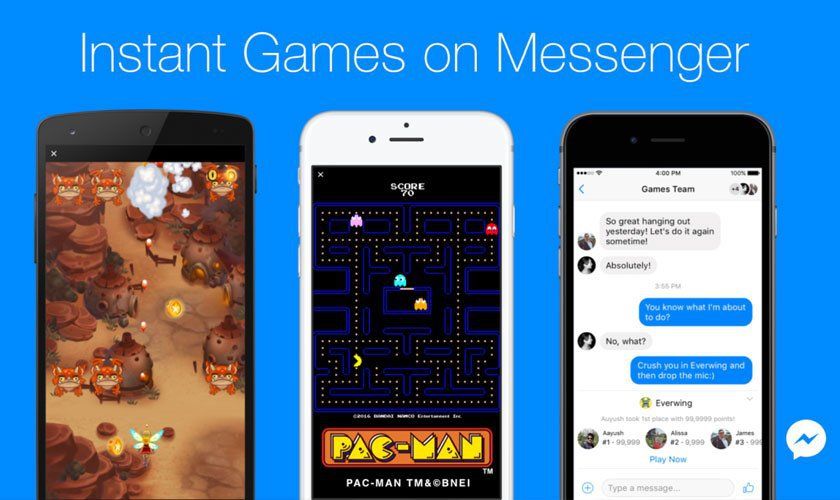 Facebook Messenger juegos instantáneos