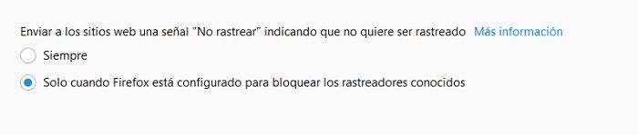 rastreadores en Firefox