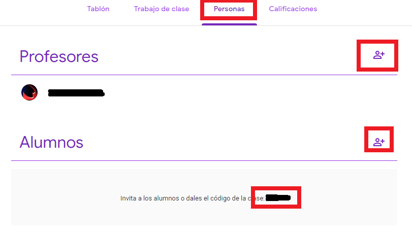 Google Classroom invitar a personas