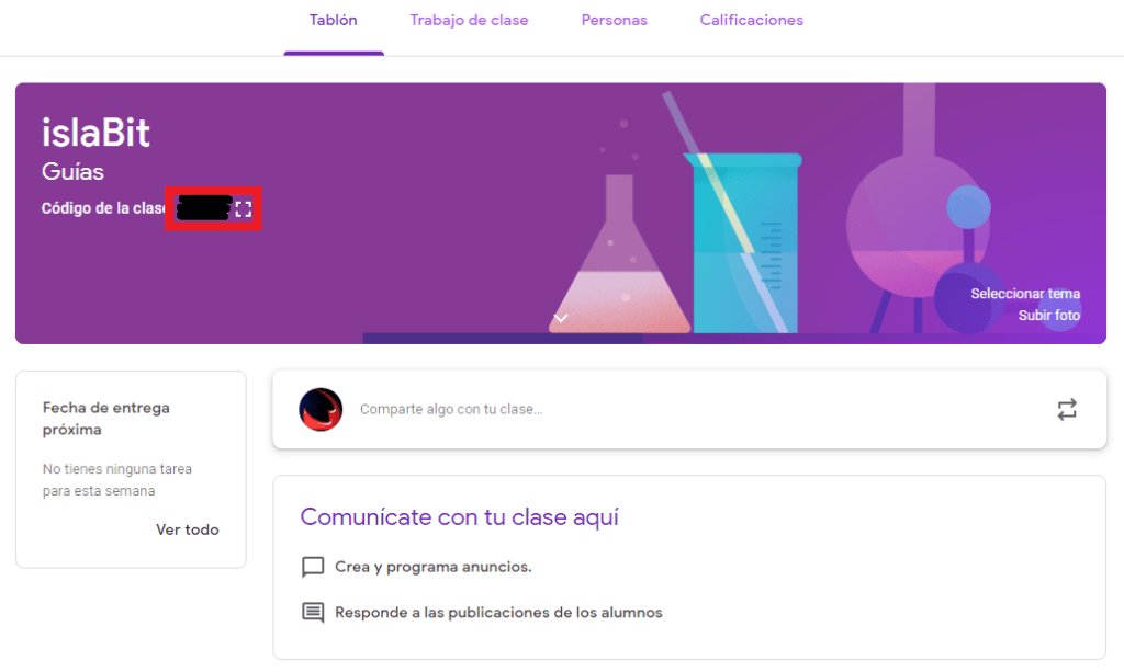 Tablón de anuncios de la clase