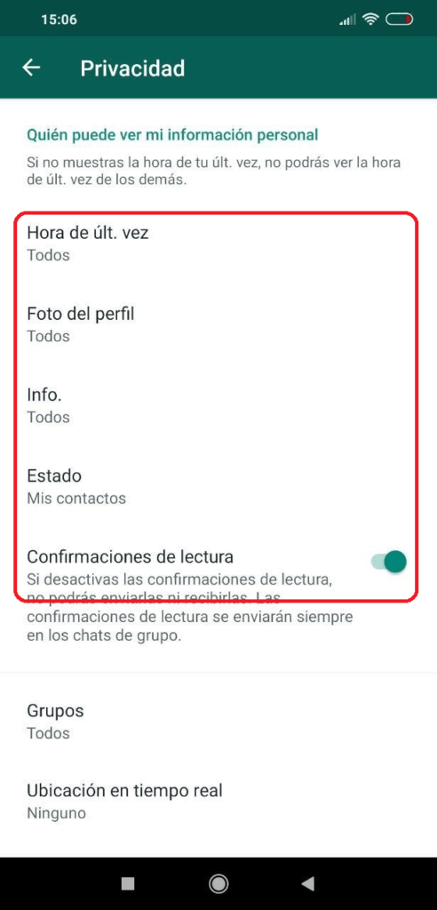 whatsapp privacidad