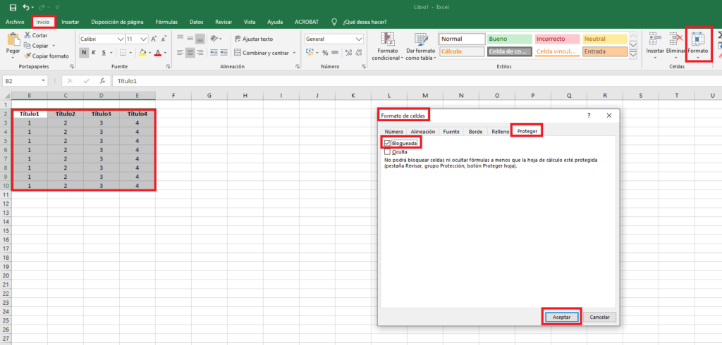 bloquear celdas Excel