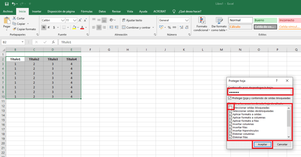 Proteger hoja de cálculo de excel