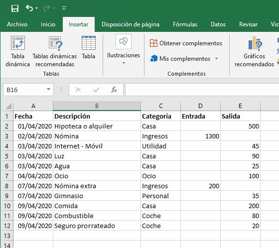 excel ingresos gastos