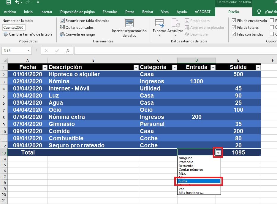 excel ingresos gastos