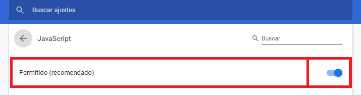 deshabilitar habilitar JavaScript Chrome