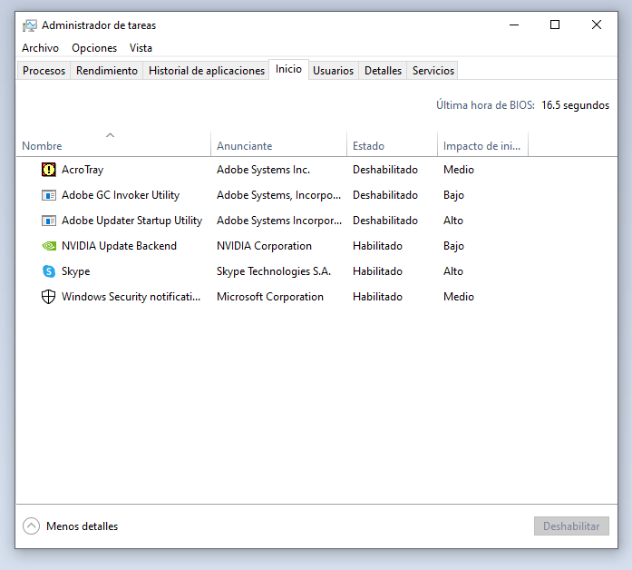 administrador de tareas de Windows 10