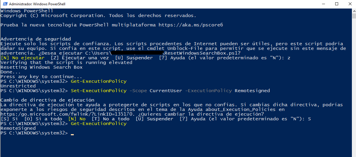 powershell política