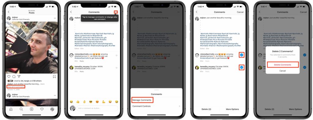 Eliminar varios comentarios de Instagram 3