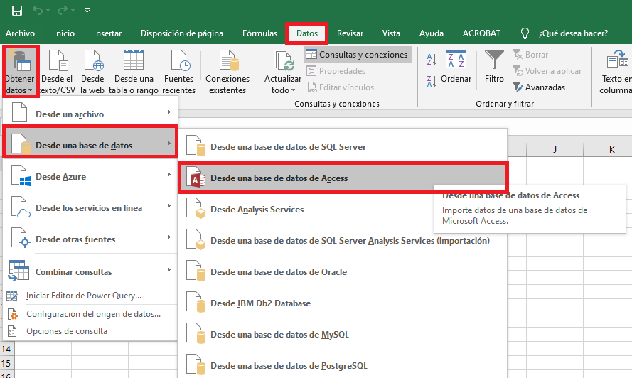 importar datos Access excel