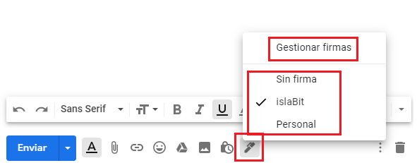 seleccionar firmas gmail