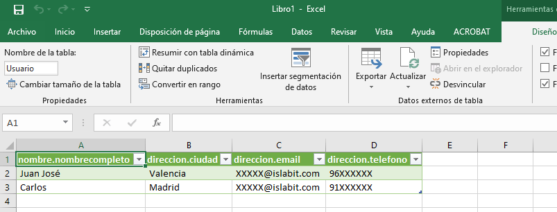 tabla excel