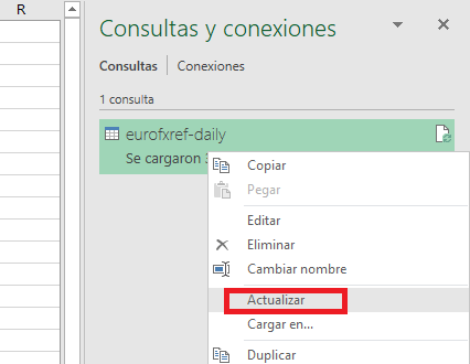 actualizar datos xml en excel