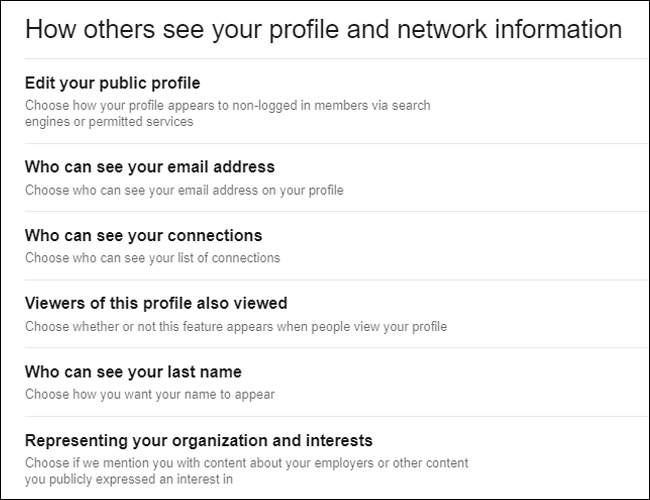 configuración privacidad linkedin