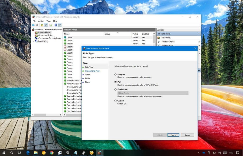 Abrir cerrar puertos Firewall Windows 10 1,5