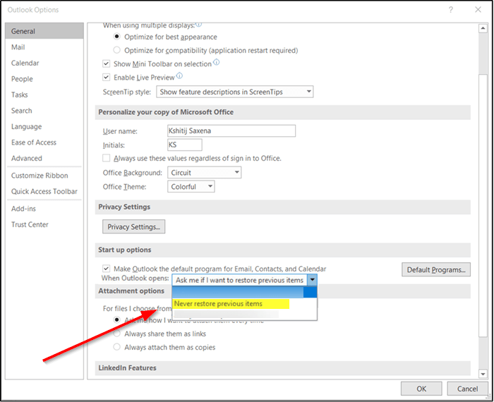 Outlook reabre correos