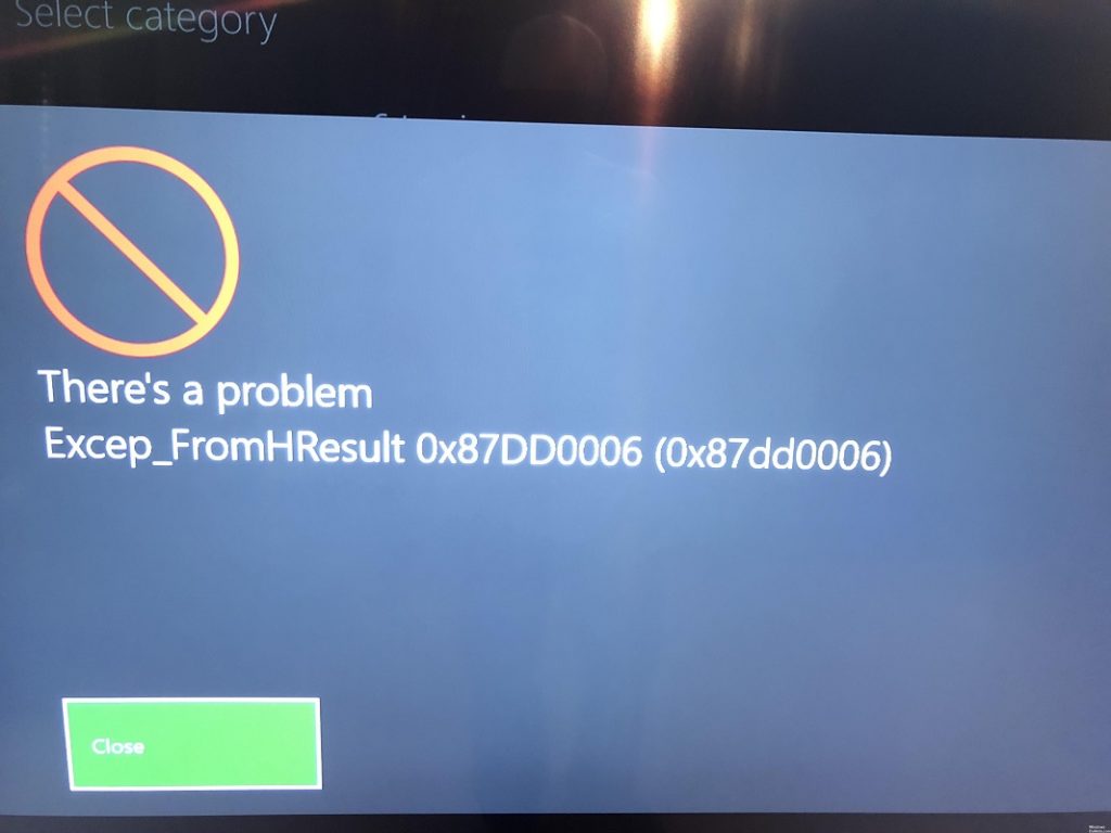 Xbox One error 0x87DD0006 2