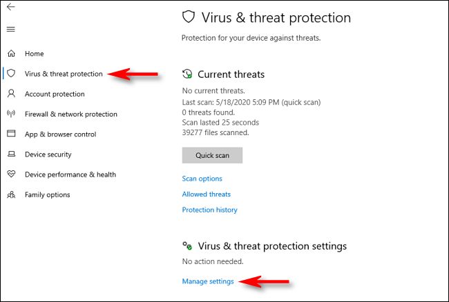 desactivar protección microsoft defender