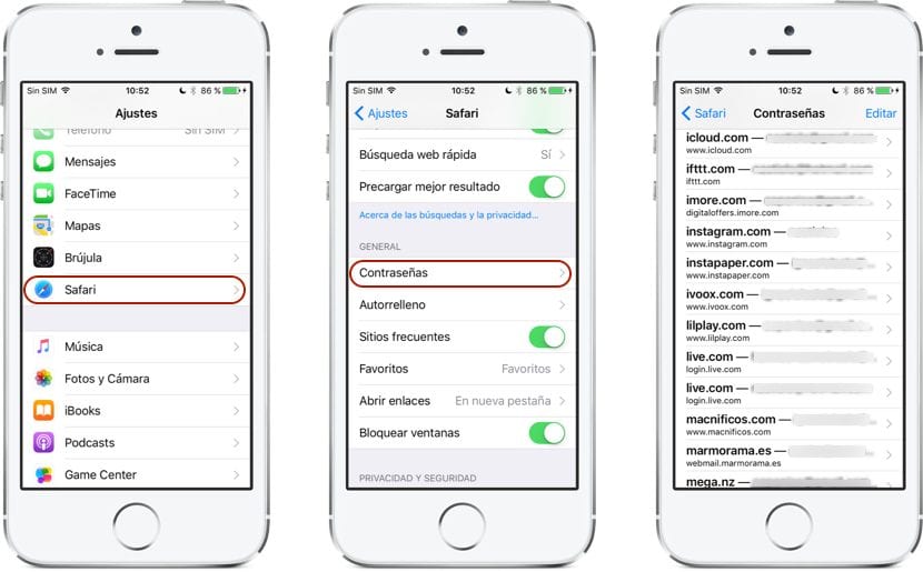 contraseñas safari
