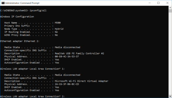 Cómo usar el comando ipconfig en símbolo de sistema de windows 10