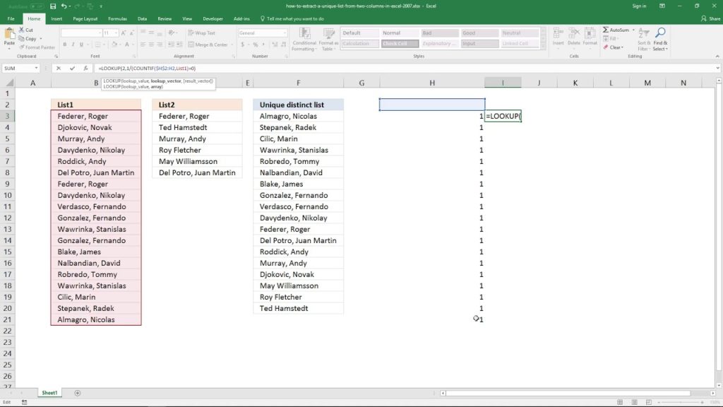 Contar valores únicos Excel 2