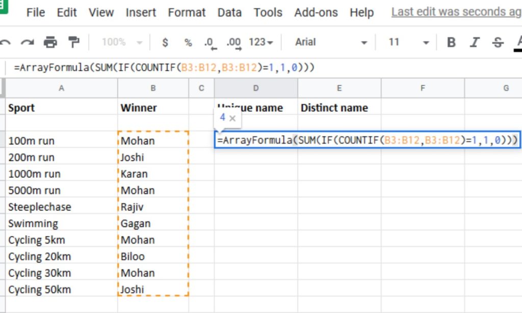 Contar valores únicos Excel 3