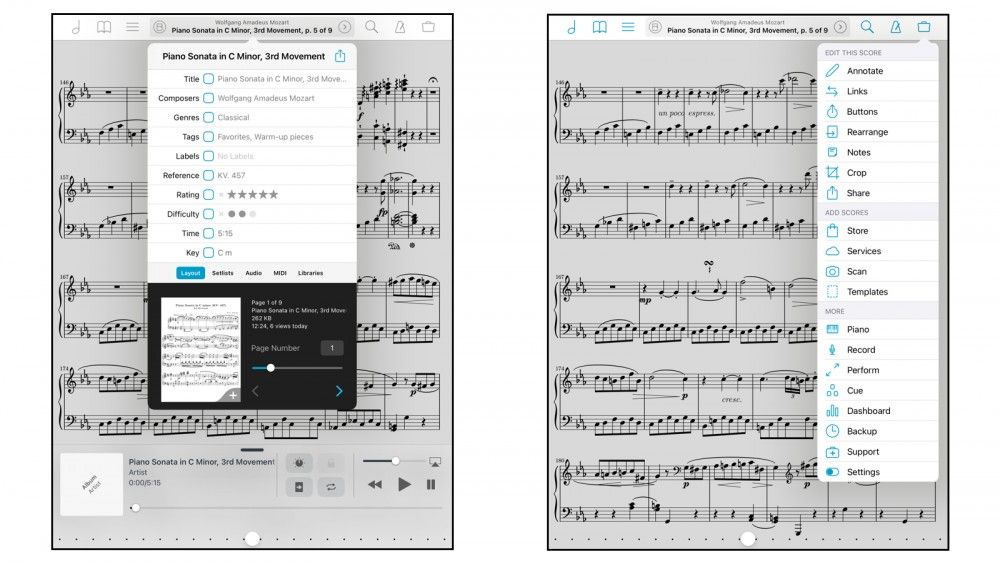 aplicación de partitura digital gratis para iOS y Android