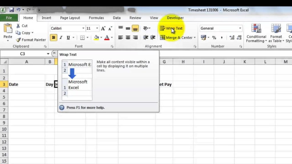 título Excel 2